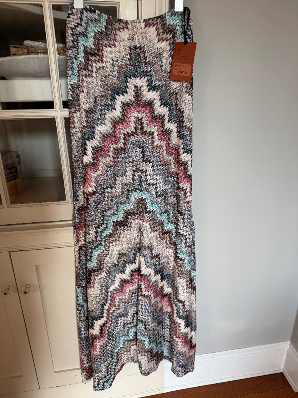 Missoni Orange label zig-zag chevron maxi skirt, size 44